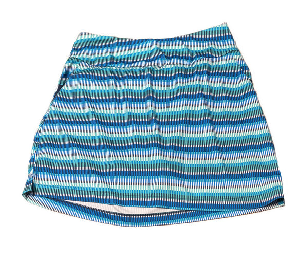 Adidas Navy, Blue & Aqua Woven Dash Print Skort Size L