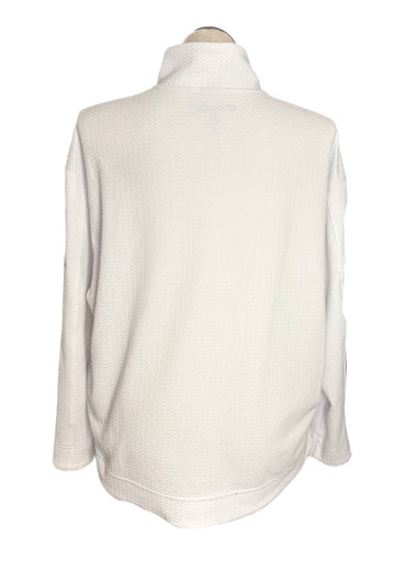Ibkul White Textured Zip Pullover w/ Logo Size XXL MSP$110 - 0