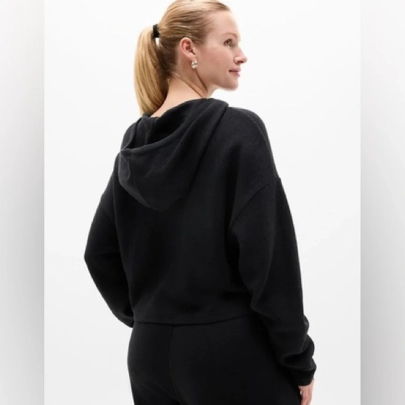 Athleta Black Crop Knit Hoodie Size XS