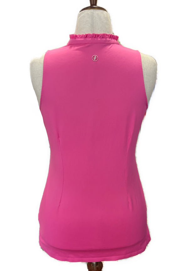 Jofit Women's Pink Sleeveless Golf Top w/Ruffled Collar Size M