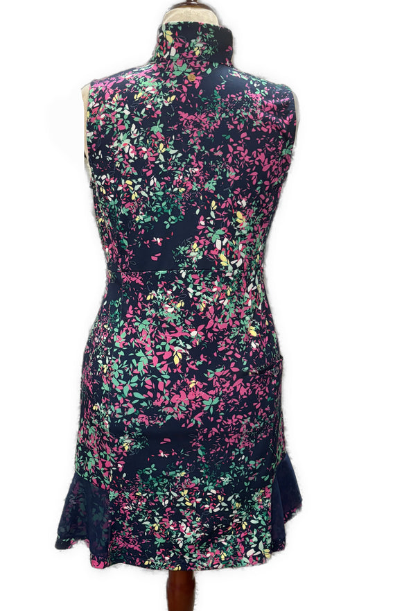 EP NY Navy, Pink & Green Foliage Women's Golf Dress Size M