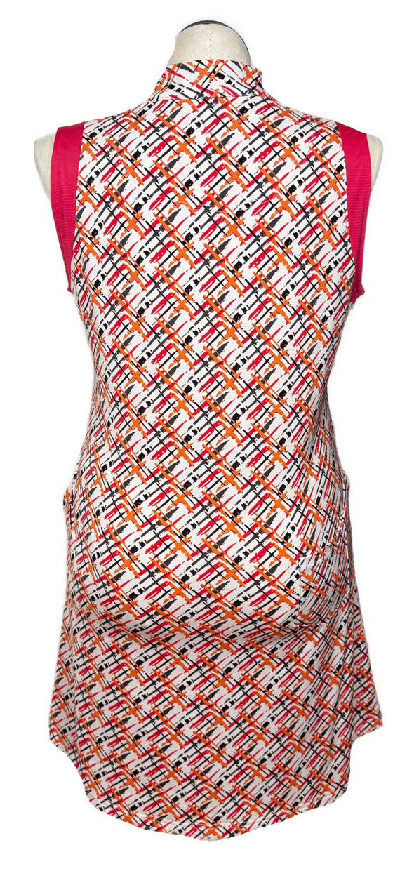 Sport Haley Orange, Pink & Black Crosshatch Print Dress Size L