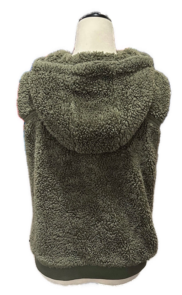 Zyia Active Women's Olive Hooded Sherpa Fleece Vest Size L