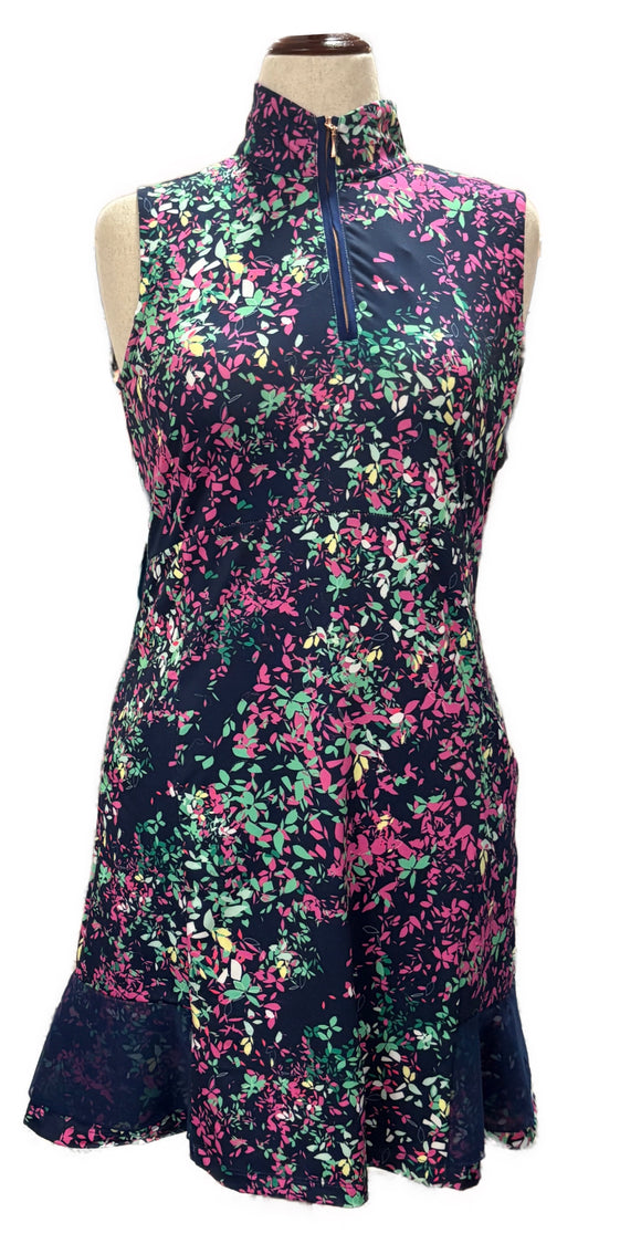 EP NY Navy, Pink & Green Foliage Women's Golf Dress Size M