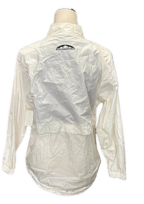 Women's Sun Mountain White Full-Zip Rain Jacket Size M