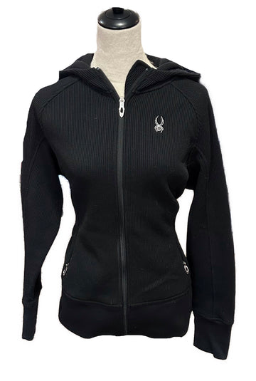 Spyder Women's Black Core Hooded Sweater Jacket Size L MSP$149