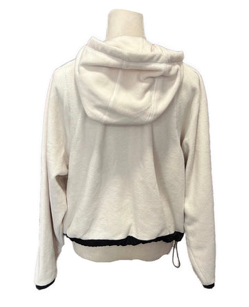 Mono B Ivory Hooded Fleece Crop Jacket Size M - 0