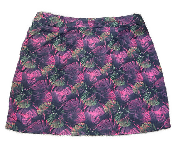 Greg Norman Hot Pink, Green & Navy Foliage Pull-On Skort Size M