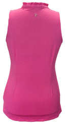 Jofit Women's Pink Sleeveless Golf Top w/Ruffled Collar Size M-2