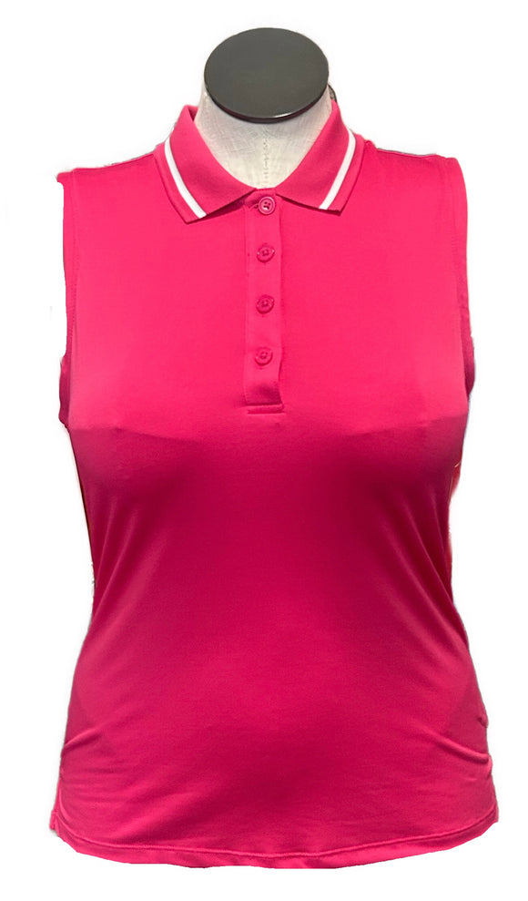Tommy Bahama Everyday Active Pink w/ White Accent Stripe Collar Top Size L