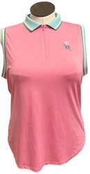 Sport Haley Pink, Green & Mint Sleeveless Polo w/ Logo Size XL-1