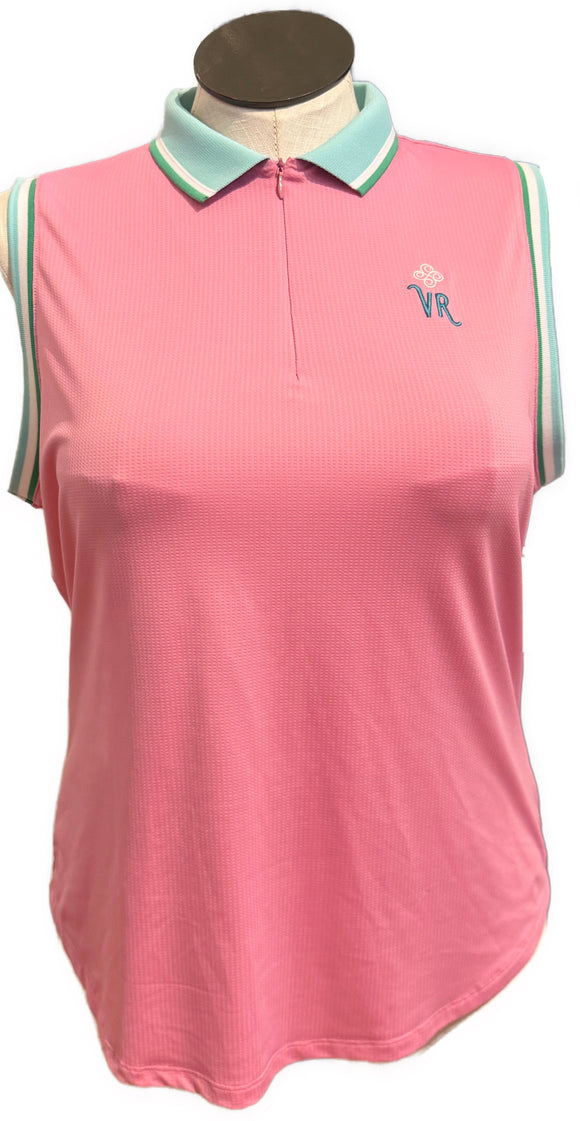 Sport Haley Pink, Green & Mint Sleeveless Polo w/ Logo Size XL
