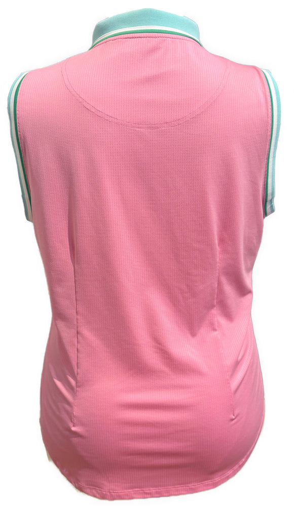 Sport Haley Pink, Green & Mint Sleeveless Polo w/ Logo Size XL
