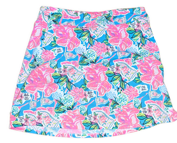 Lulu B Women's Teal & Coral Floral Print Golf Skort Size S
