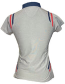 Annika Cutter & Buck Light Gray Polo w/ Navy, Red Stripes Size XS-2