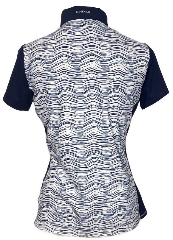 Annika Cutter & Buck White Polo w/ Neon Orange & Navy Size S
