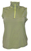 Lopez Women's Navy & Lime Striped Sleeveless Golf Top Size XL-1
