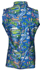 Katherine Way Blue Golfer Print Sleeveless Golf Top Size S MSP$128-2