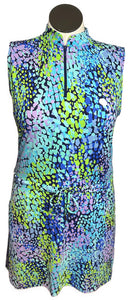 Ibkul Women's Blue, Purple & Navy Print Sleeveless Golf Dress Size M MSP$132-1