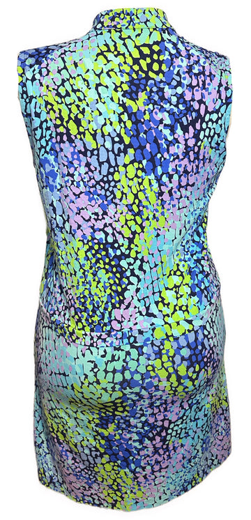Ibkul Women's Blue, Purple & Navy Print Sleeveless Golf Dress Size M MSP$132 - 0