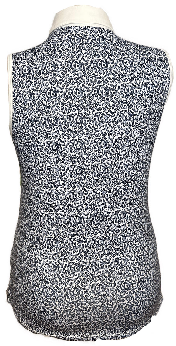 Puma Women's White & Navy Vine Patterned Sleeveless Golf Top Size M