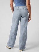 New Athleta Women's Light Blue Cabo Linen Wide Leg Pant Size 12 MSP$79-2
