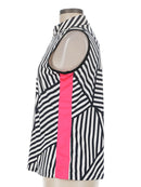 Tail Activewear White & Black STriped Sleeveless Golf Top Size M-3