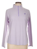 Ibkul Women's Purple Mini-check Zip Mock Sun Shirt w/ Logo Size L-1