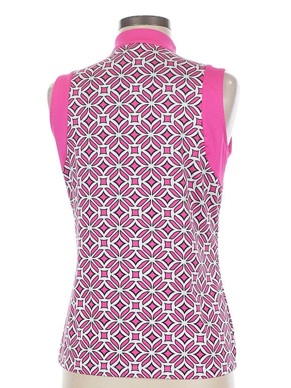 Tail Activewear Pink Mosaic Geo Print Sleeveless Golf Top Size M MSP$92