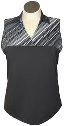 Lady Hagen Women's Black & White Striped Sleeveless Golf Top Size XL-1