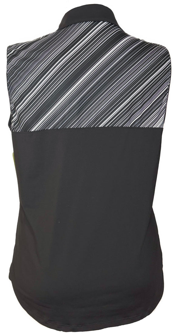 Lady Hagen Women's Black & White Striped Sleeveless Golf Top Size XL
