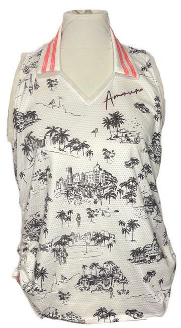 Lucky in Love Women's White "Amour" Print Sleeveless Top Size M