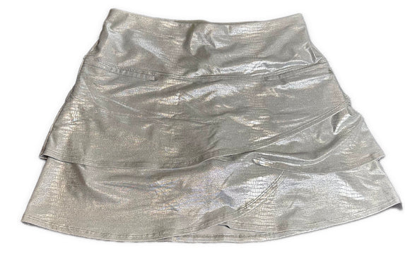 Lucky in Love Women's Silver Snakeskin Golf Skort Size M