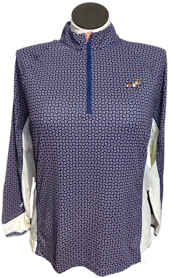 Peter Millar Navy, White & Collar Flower Pullover w/ Logo Size XL MSP$145