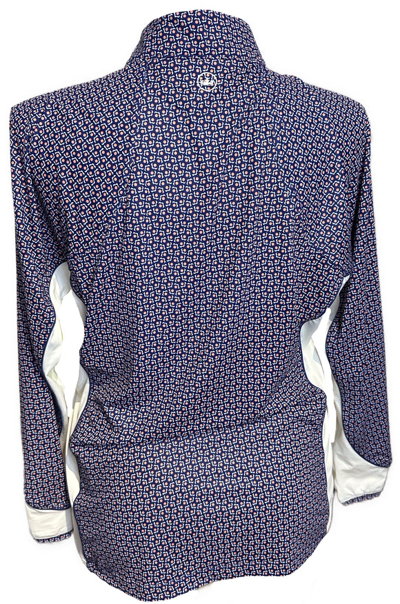 Peter Millar Navy, White & Collar Flower Pullover w/ Logo Size XL MSP$145
