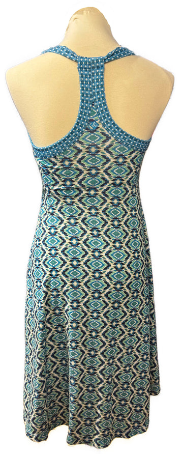 Prana Teal & Blue Brushstroke Pattern Tank Dress Size M - 0