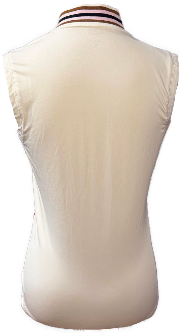 GGBlue Cream, Brown, Navy & Pink Sleeveless Mock Polo Size XS