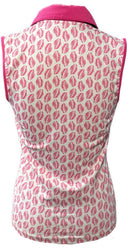 Lady Hagen Magenta Leaf Print Sleeveless Polo Size XS-2