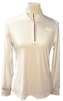New EP NY Women's Rib Button Mock Long Sleeve Polo - White Multi Size M MSP$120-1