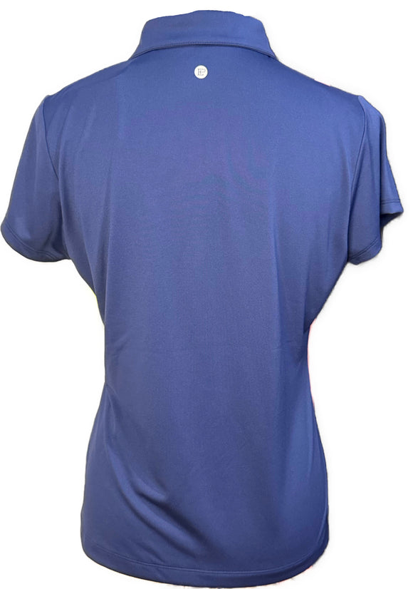 New EP NY Women's Short Sleeve Covered Zip Placket Polo - Inky Multi Size M MSP$84
