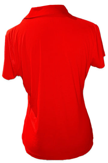New EP NY Women's Short Sleeve Rib Polo w/Button Loop - Candy Apple Size M - 0