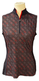 New EP NY Women's Sleeveless Bias Geo Dot Print Polo - Navy Multi Size M MSP$74-1