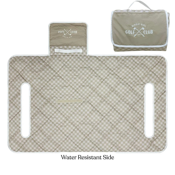 New Birdie Girl Gingham Neutral Golf Seat Cover