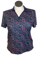 Coral Bay Golf Pink Flowers Navy Polo Size PL-1