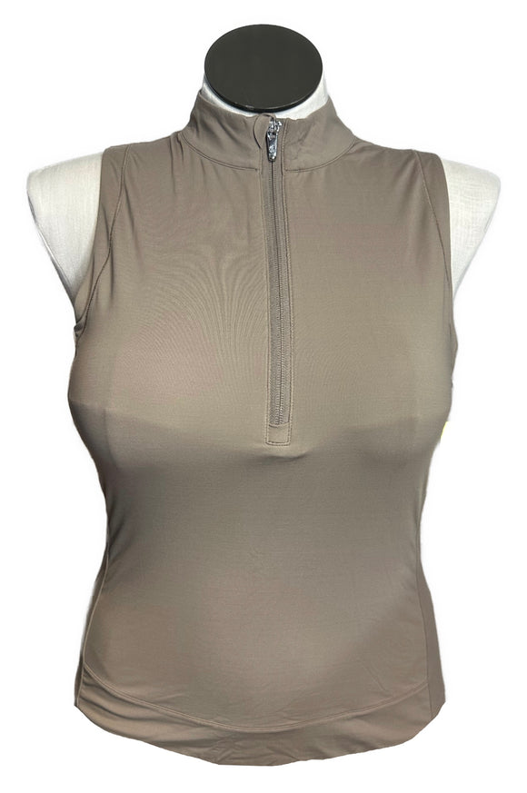 Greyson Light Brown Sleeveless Mock Neck Size L