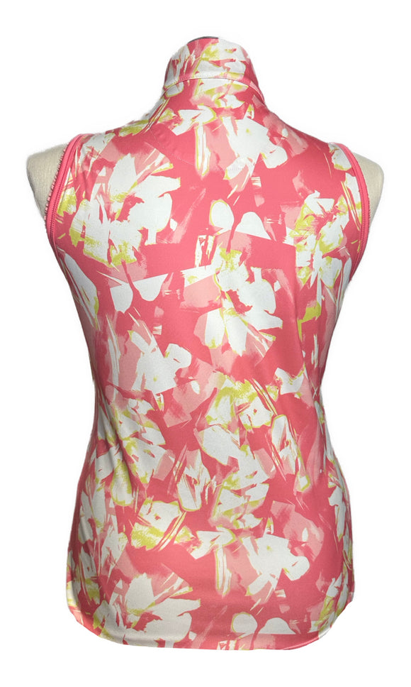 PGA Tour Women's Pink & White Floral Print Sleeveless Golf Top Size L