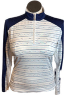 San Soleil Blue & White Golf Clubs Print Sun Shirt Size M-1