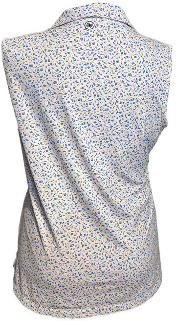 Peter Millar Golf Shoe & Accessories Print Sleeveless Polo w/ Logo Size XL - 0