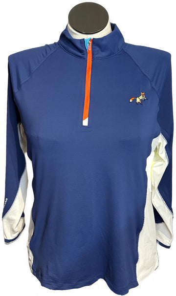 Peter Millar Navy & White Pullover w/ Orange Zipper Size XL