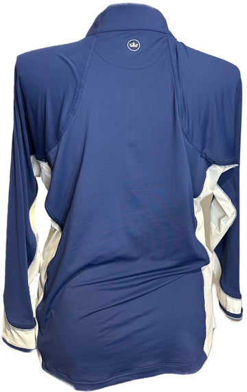 Peter Millar Navy & White Pullover w/ Orange Zipper Size XL - 0